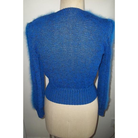Vintage 80's Handmade Cobalt Blue Knit Sweater - Picture 4 of 10